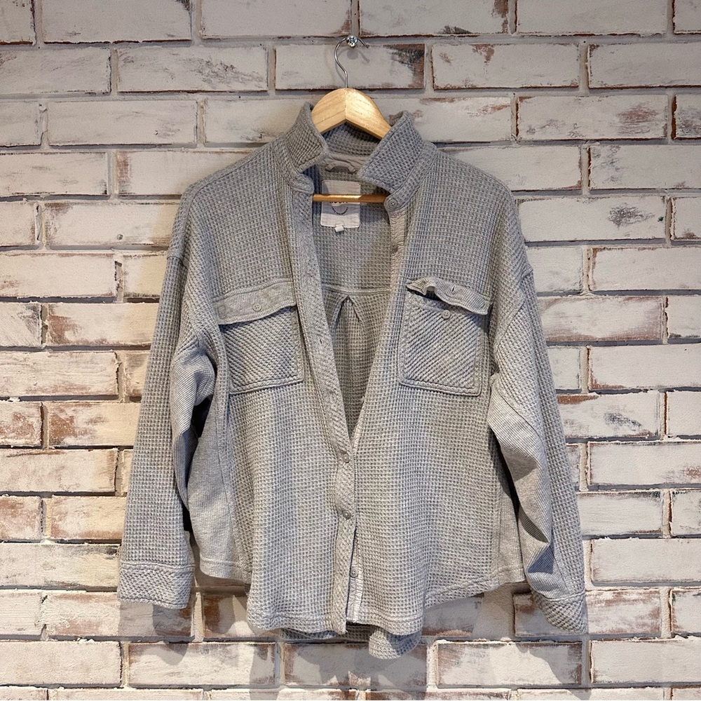 Aerie Gray Waffle Jacket Shacket lumberjane size small